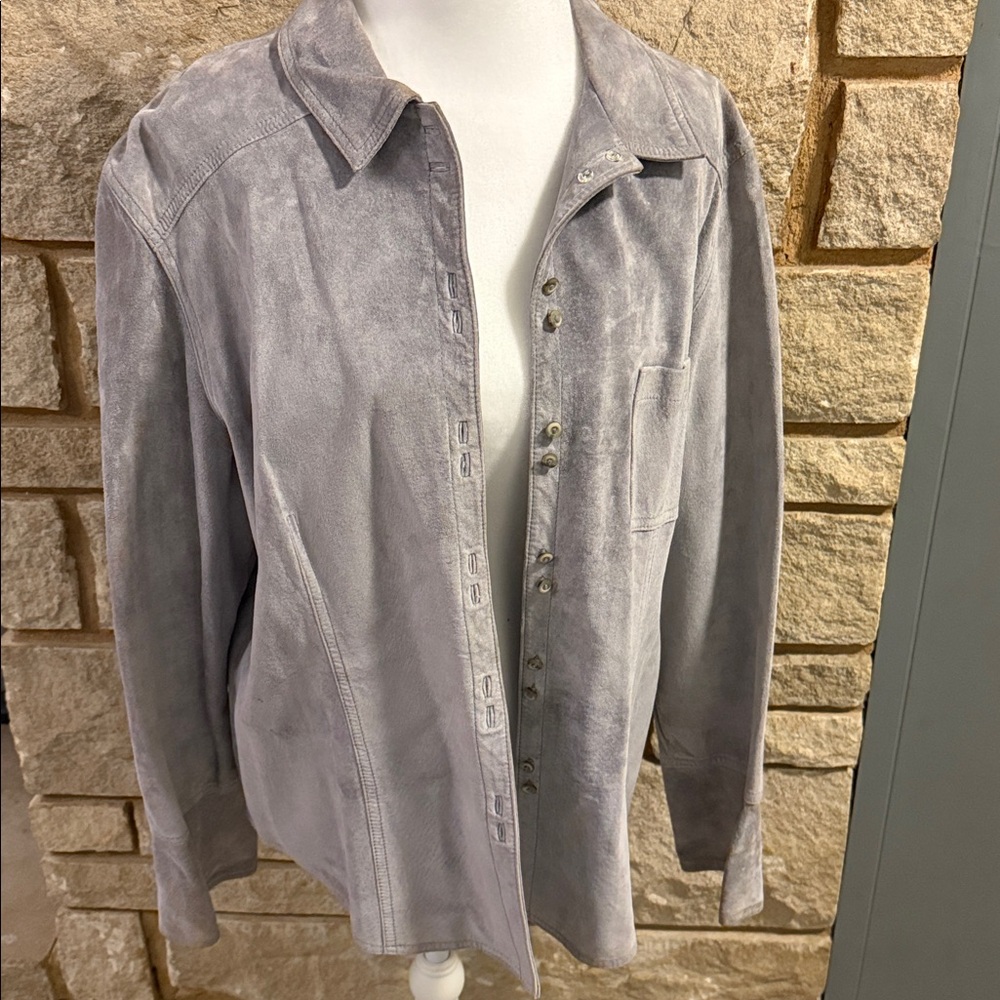 J. Jill Soft Gray Leather Jacket